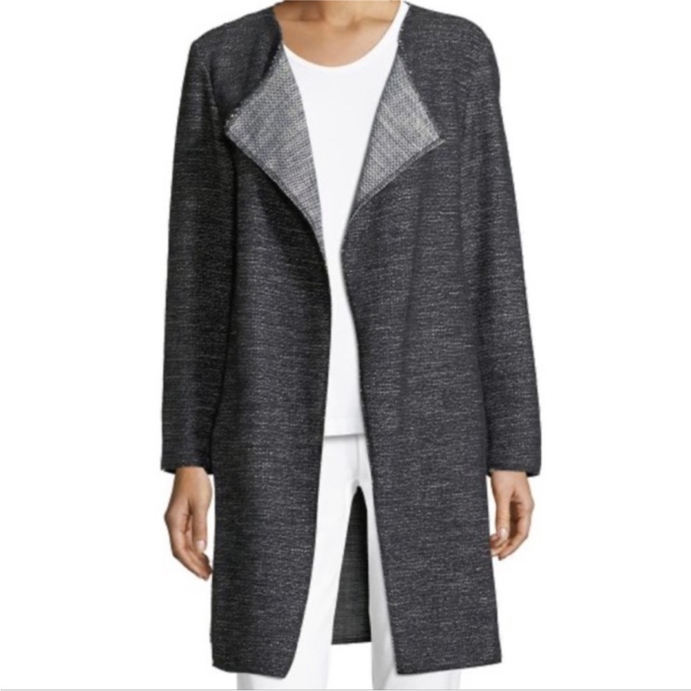 Eileen Fisher Open Front Fray Edge Organic Cotton Blend Cardigan